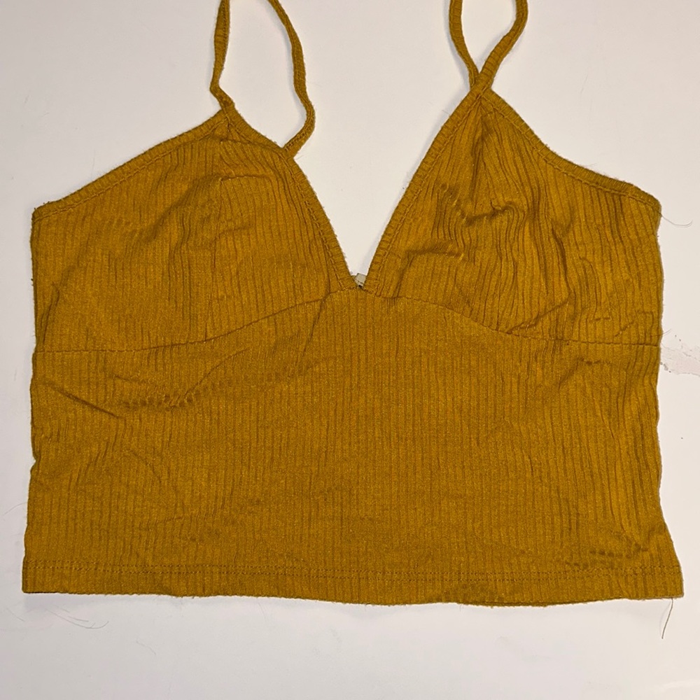 Emma & Sam mustard yellow ribbed crop top size M